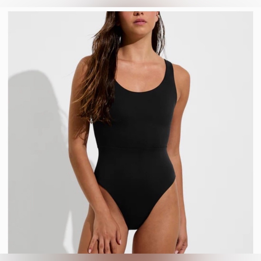 Left On Friday Black Scoop-Back One-Piece Swimsuit